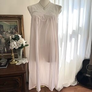 Pale pink lace and embroidered nightgown